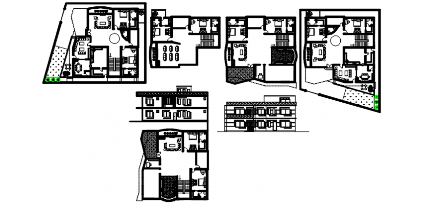 Bungalows plan and elevation in auto cad file