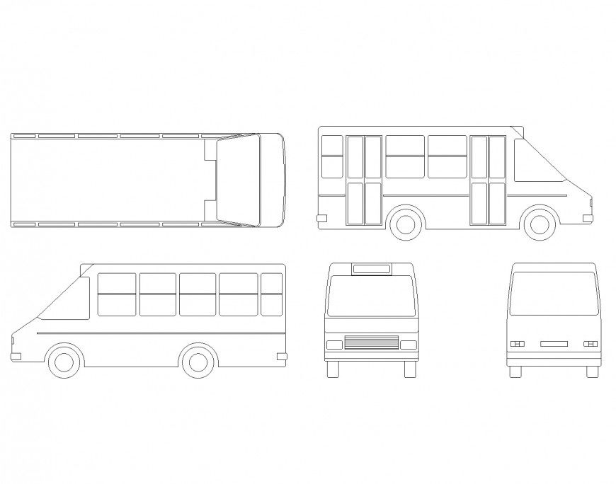 Bus 2 minibus plan autocad file