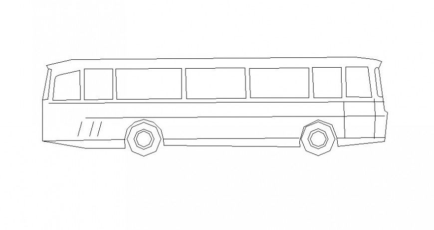 Bus elevation 2d view CAD drawing in autocad file