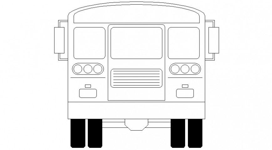 Bus front elevation in vehicle block of AutoCAD file