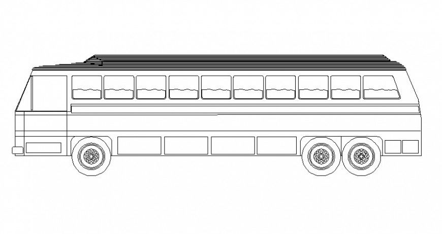Bus side elevation vehicle block in AutoCAD file