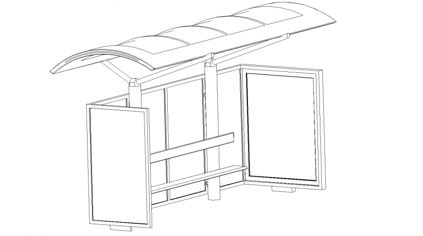 Bus stop detail drawing in dwg AutoCAd file.