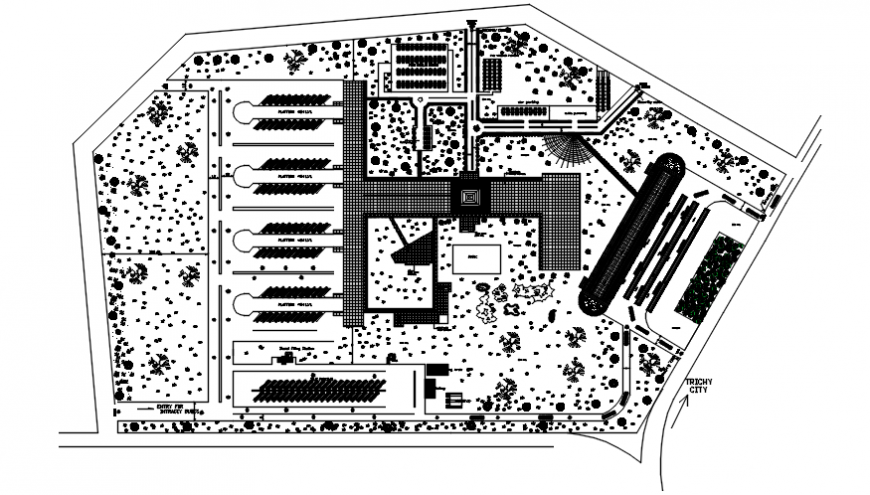 Bus terminal building 2d view CAD drawings autocad file