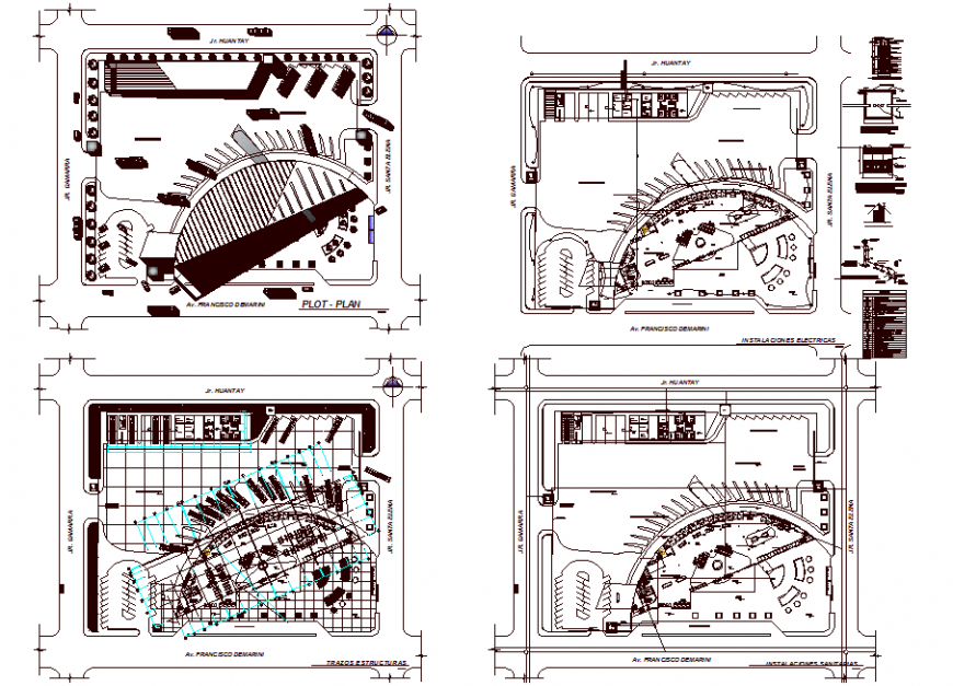 Bus terminal plan drawing in dwg file.