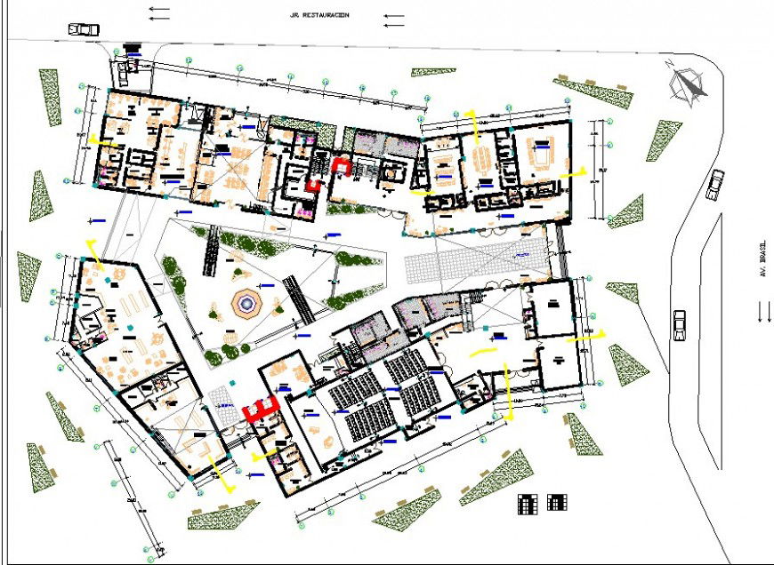 Business centre top view complete funiture detail