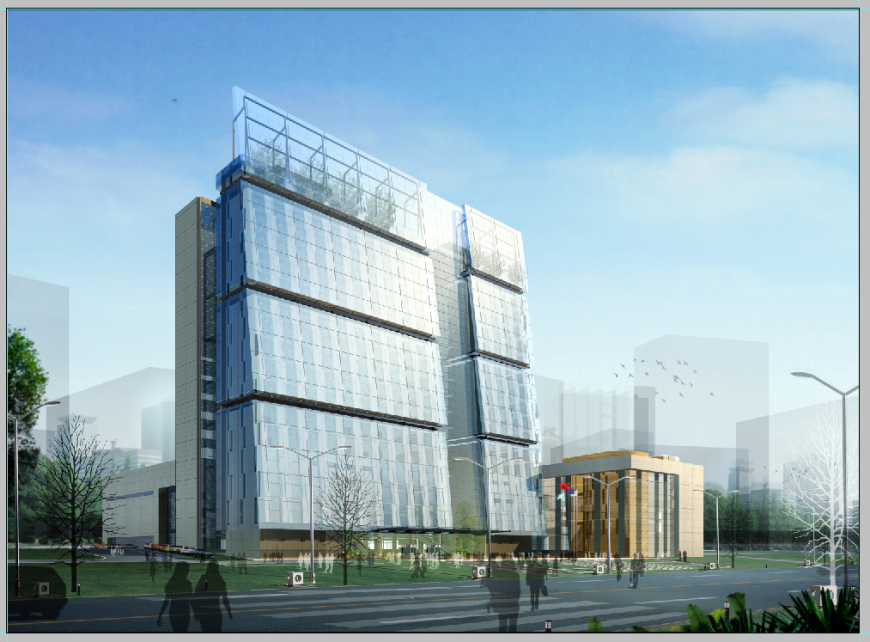 Business hub detail elevation 3d model Photo shop file