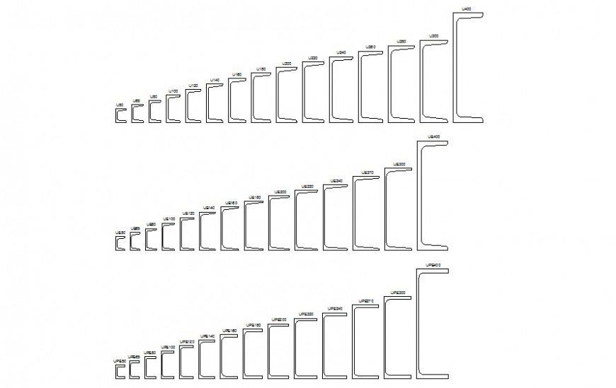 C-angle section drawing details 2d view in autocad