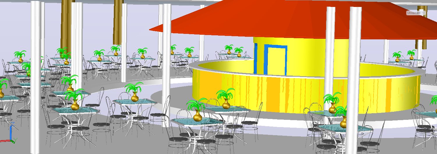 Detailed Restaurant 3D Layout and Floor Design AutoCAD Drawing File