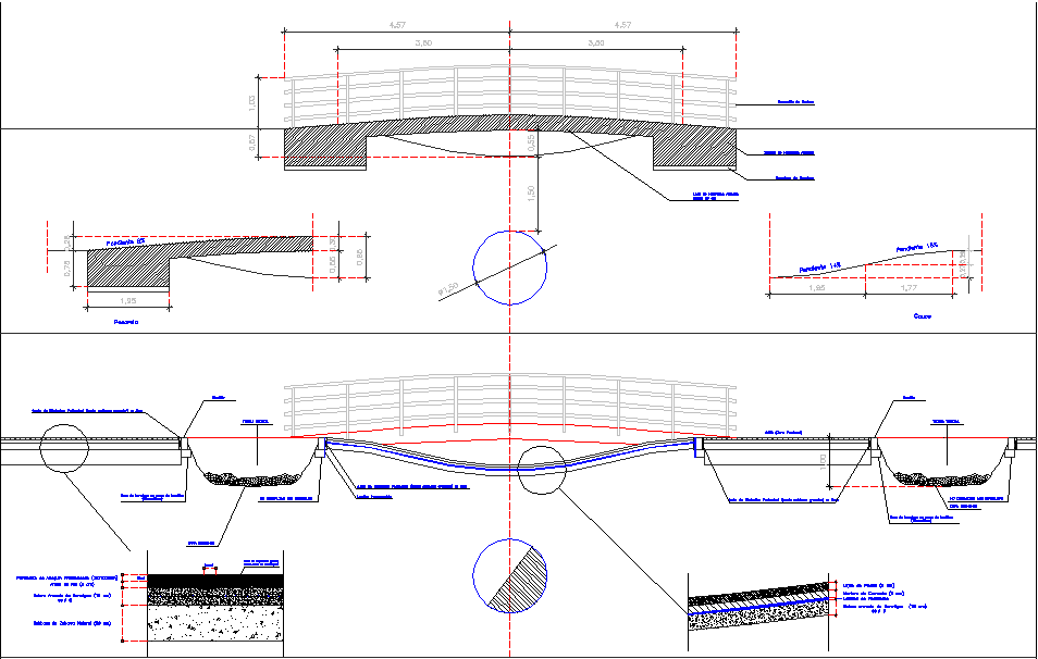 Farm Bridge Complete CAD Drawing with Section and Front View Details