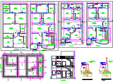 House Projects AutoCAD with Elevation Section and Foundation Detail