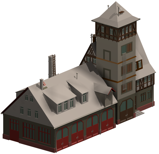 3D Fire Station AutoCAD DWG File with Detailed Elevation and Layout