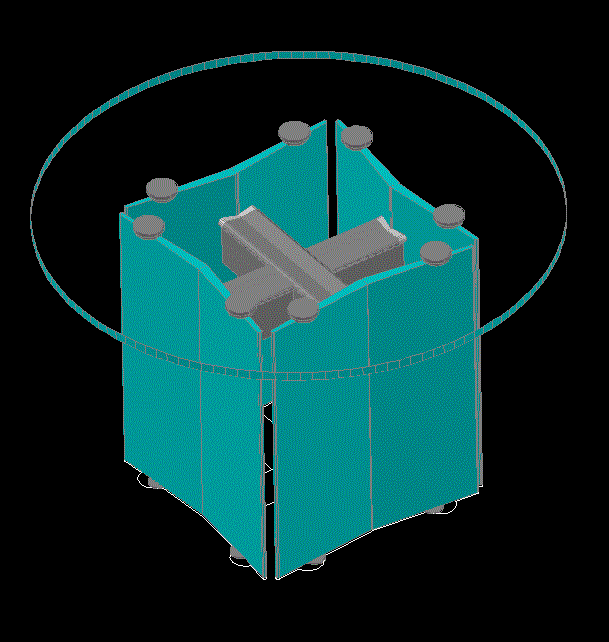3D Central Table CAD Drawing for Modern Interior Design Layout