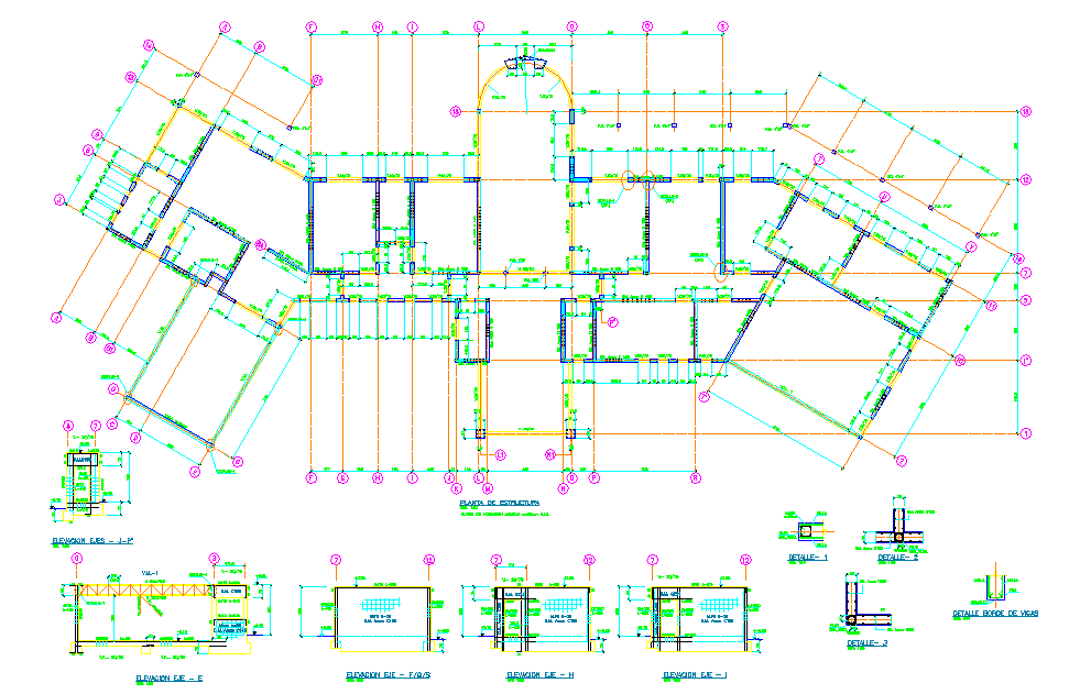 Residential Building Structural Layout Plan in AutoCAD DWG File