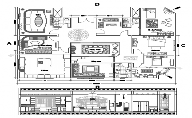 House Interior DWG with 17m by 9m Detailed Residential Layout