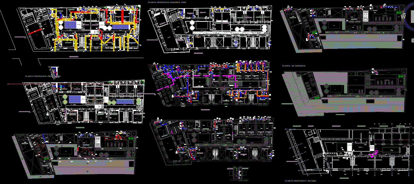 Planos Hotel Casa Media Luna CAD File with 2D Architectural Drawings