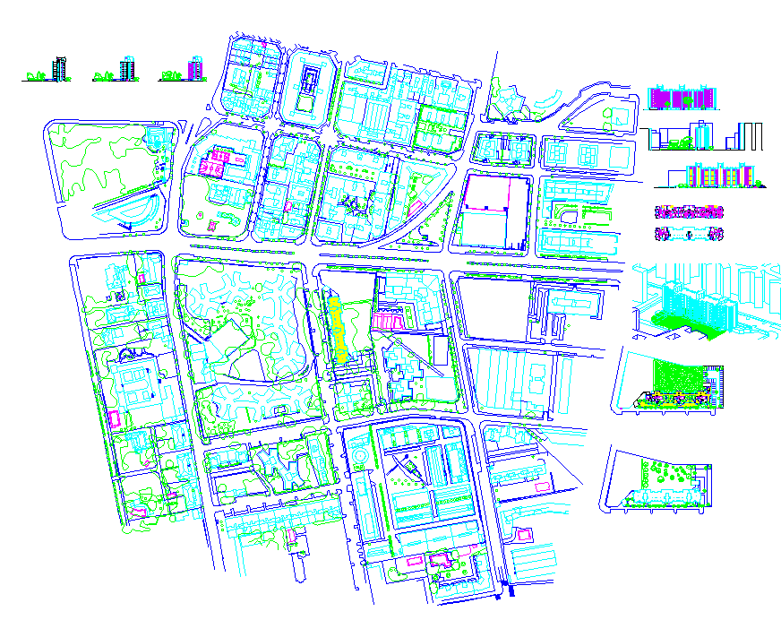 Urban City Layout DWG with Roads Parks Blocks and Site Planning Detail