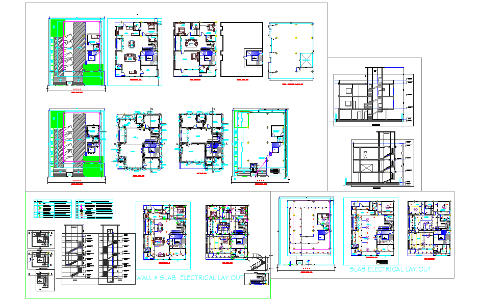 Duplex Home Plan with Floor Layouts Electrical and Structural DWG