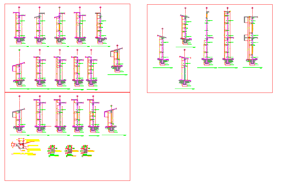 Wall Section CAD Drawing with Detailed Construction Layout Design
