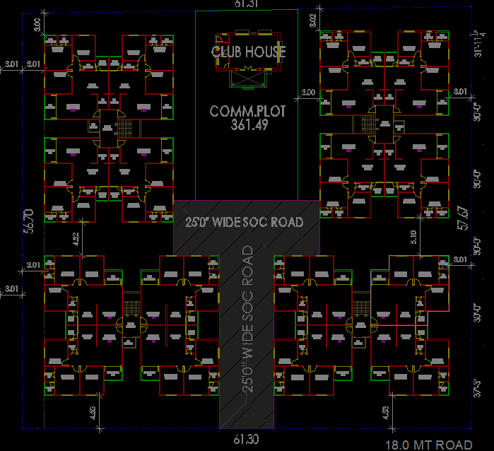 Apartment Design CAD Drawing with Master Plan and Clubhouse Layout