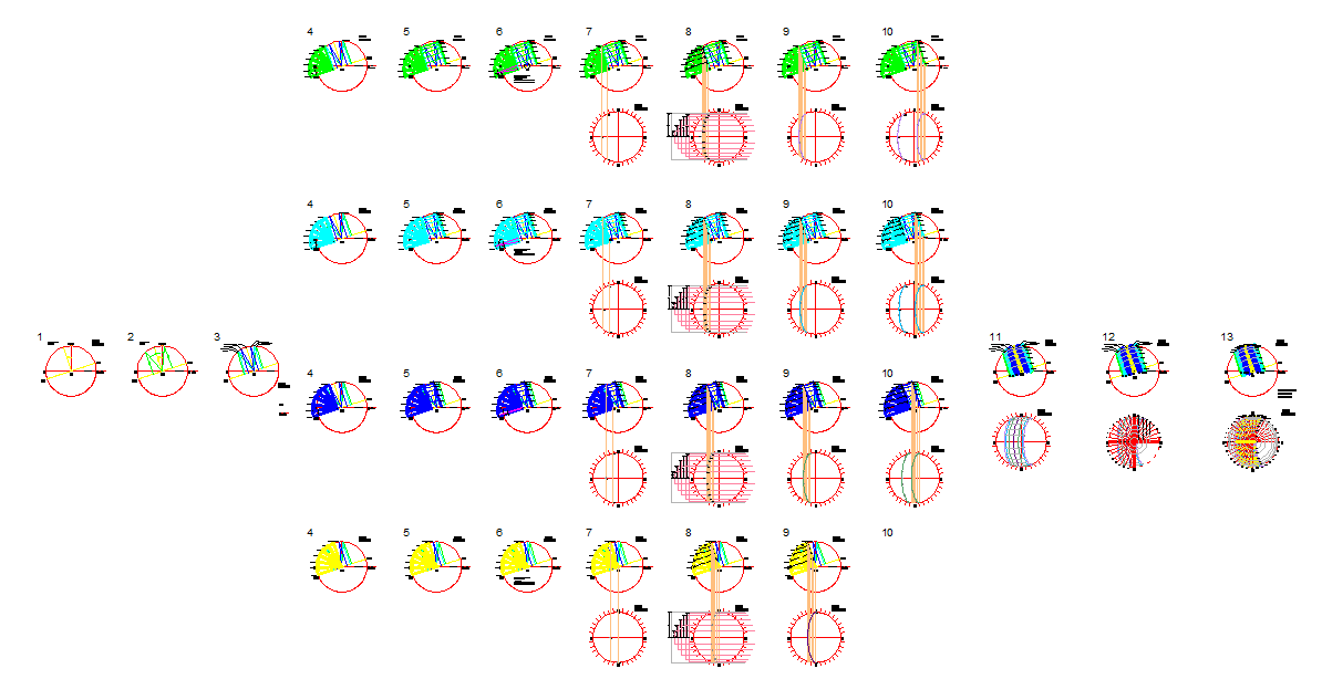 Solar geometry DWG with sun path diagrams and shading analysis