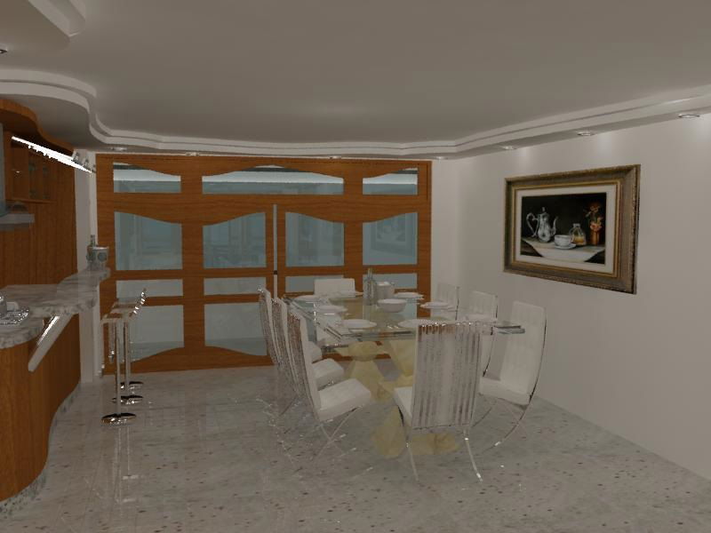 3D Dining Room Interior DWG Layout with Modern Furniture Design