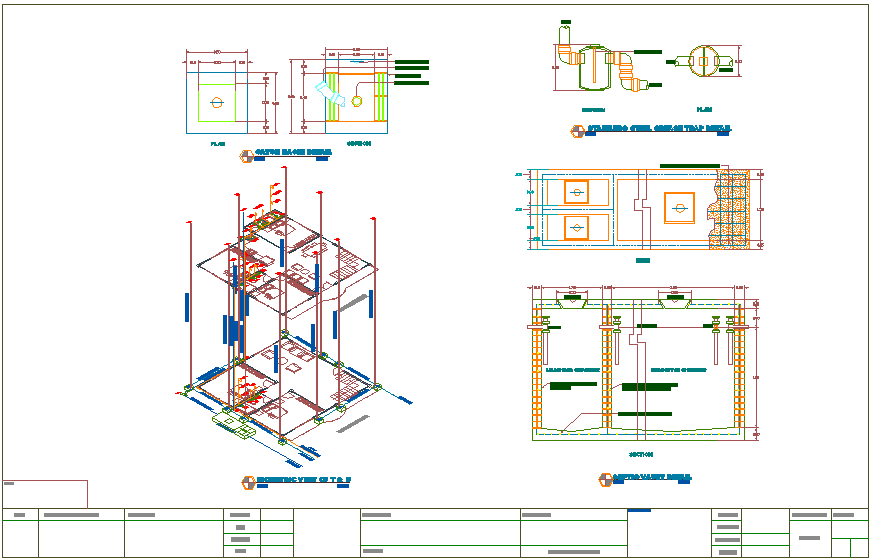 Plumbing and Septic Tank AutoCAD DWG Drawing with Sectional Details