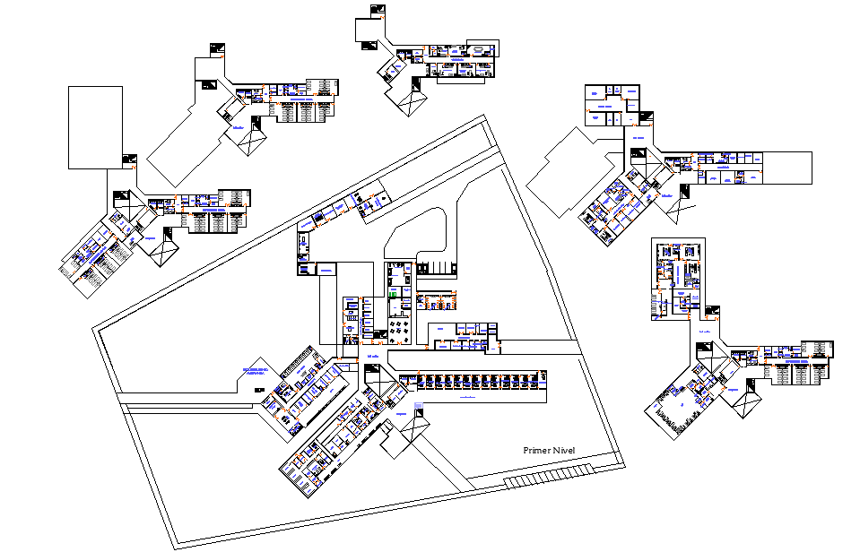 Hospital Design DWG Layout with Detailed Floor and Section Plan