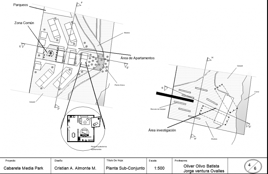 Cabaret media park drawing in dwg AutoCAD file.