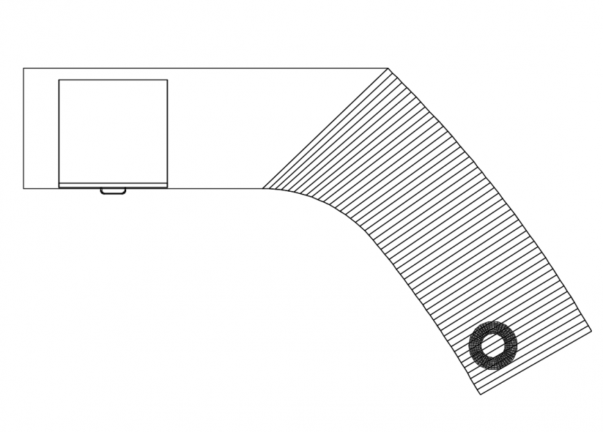 Cabin counter long table top view elevation cad block details dwg file