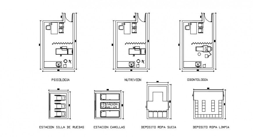 Cabin sectional top view detail furniture detail dwg file