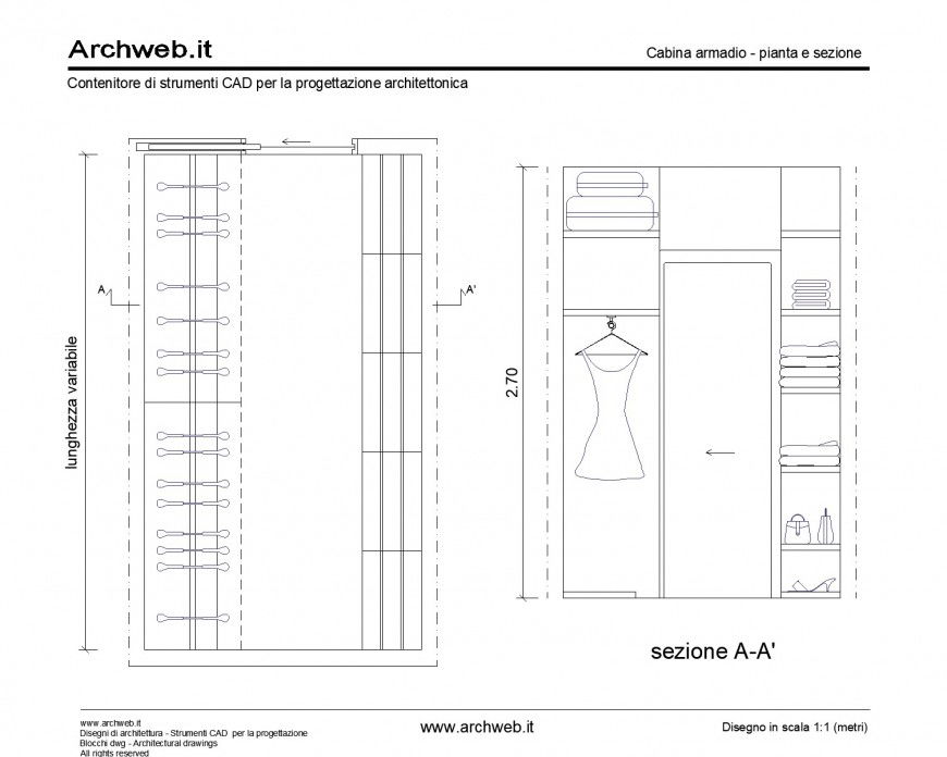 Cabina Armadio AutoCAD File With Detailed Wardrobe Interior Layout