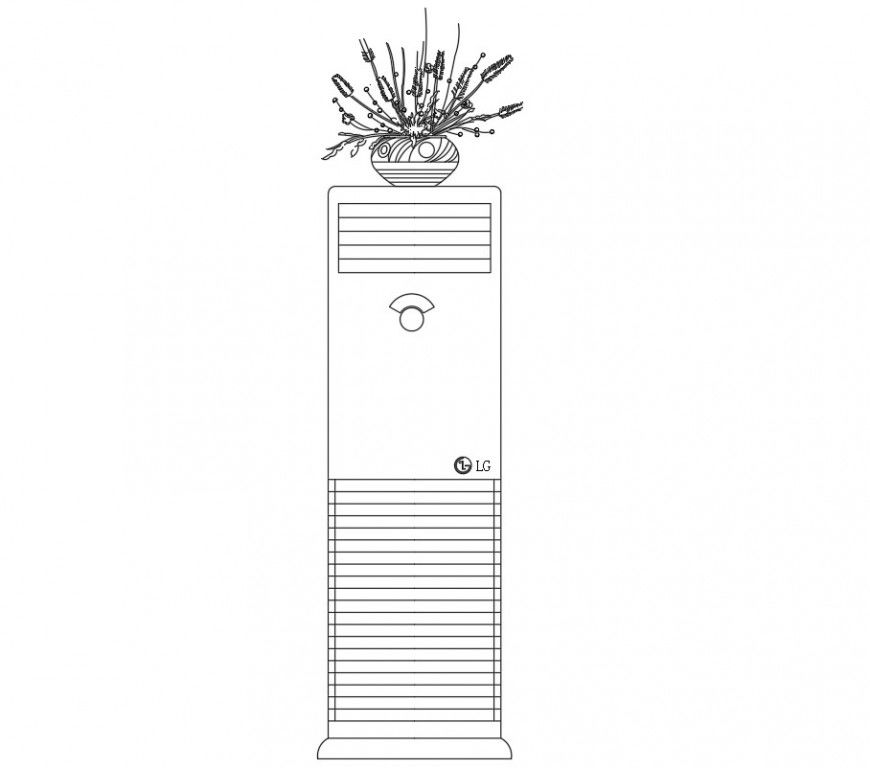 Cabinet air conditioner and vase CAD block