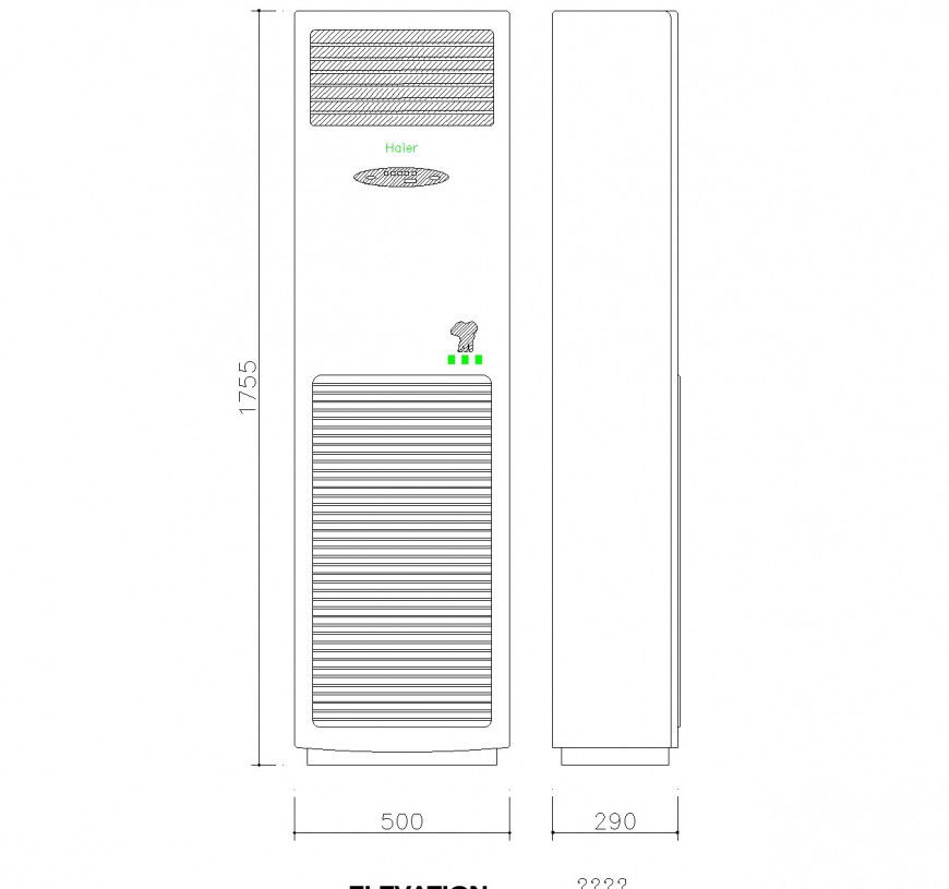 Cabinet air conditioner cad block dwg file