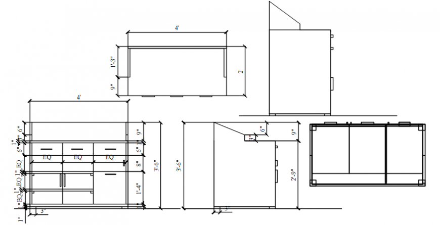 Cabinet all sided elevation block cad drawing details dwg file