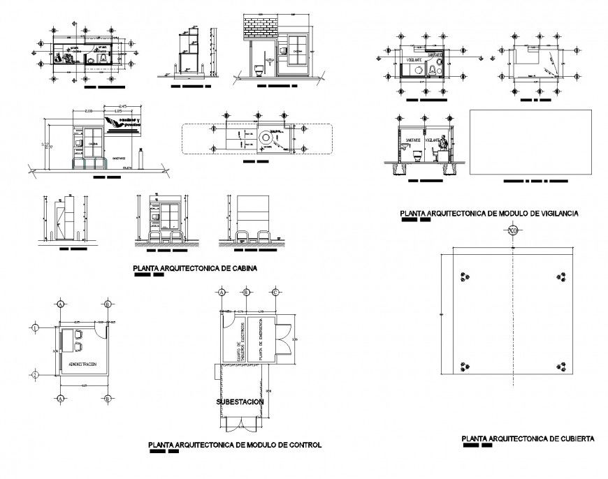 Cabinet architectural plan, elevation and section autocad file