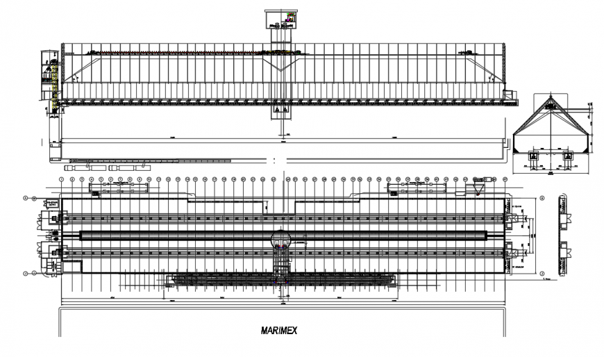 Cable bridge construction plan drawing in dwg AutoCAD file.