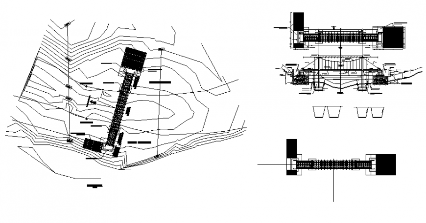 Cable bridge working drawing in dwg file.