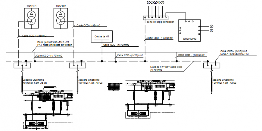 Cable connection plan in electric view of AutoCAD file