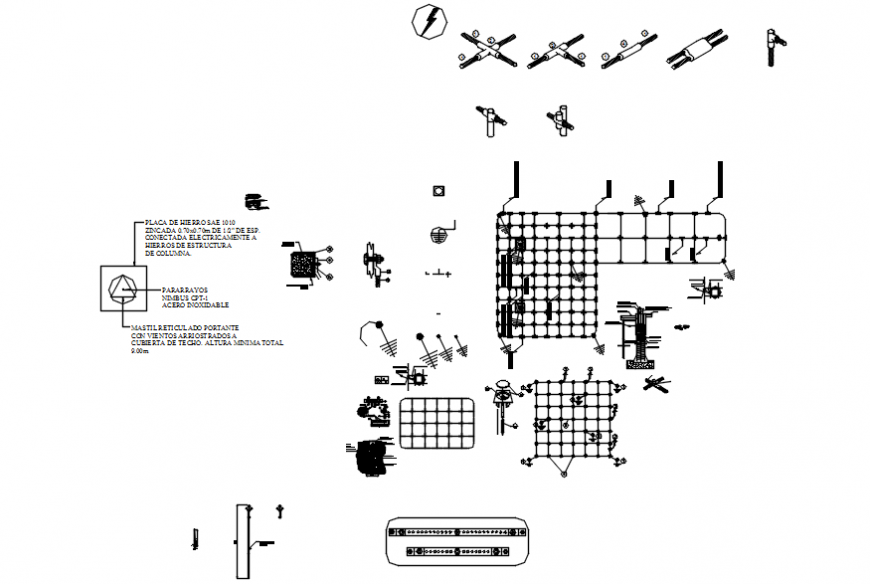 Cable earthing different position with detail in AutoCAD
