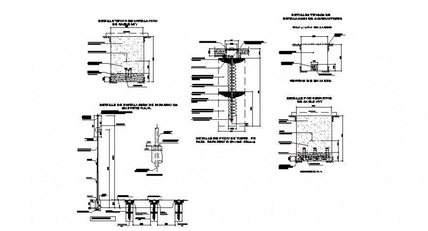 Cable foundation detail with its elevation in auto cad