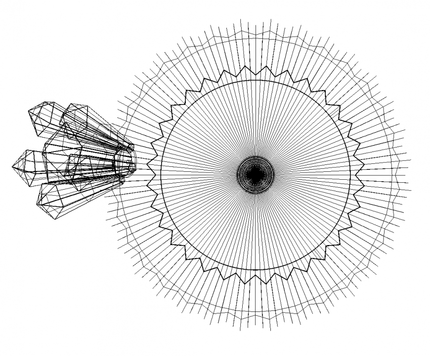 Cactus ball top view model cad drawing details dwg file
