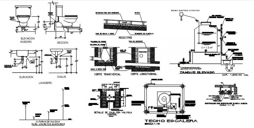 CAD Drawing detail of sanitary units blocks autocad software file