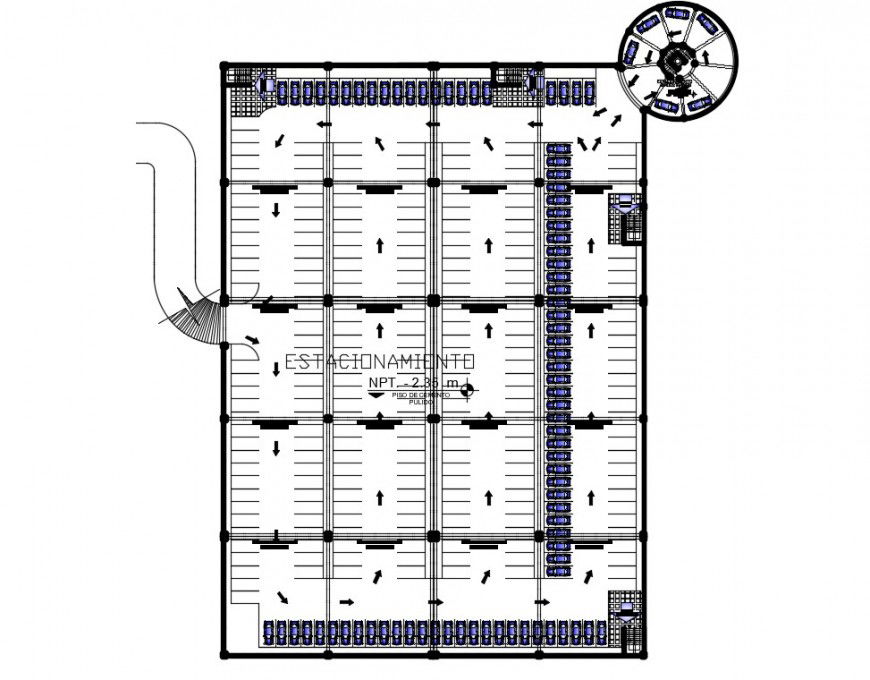 CAD drawings details of parking area 2d view autocad file