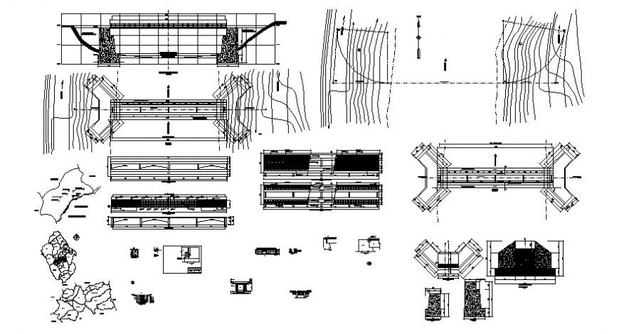 CAD drawings details of bridge structure 2d view autocad file