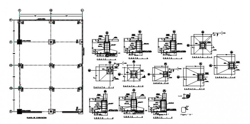 CAD drawings details of footing structure plan autocad software file
