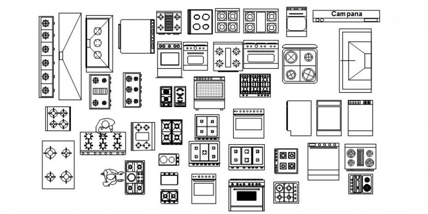 CAD drawings details of kitchen furniture blocks dwg file