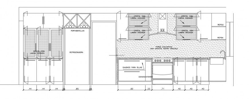 CAD elevation 2d drawings of kitchen autocad dwg file
