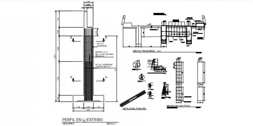 CAD footing units RCC structure 2d view autocad software file