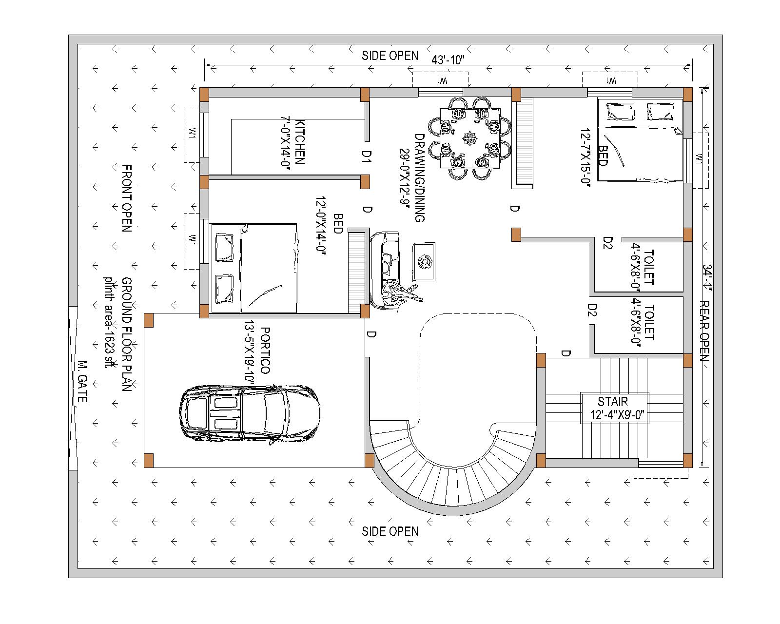 cad drawing Residential Building