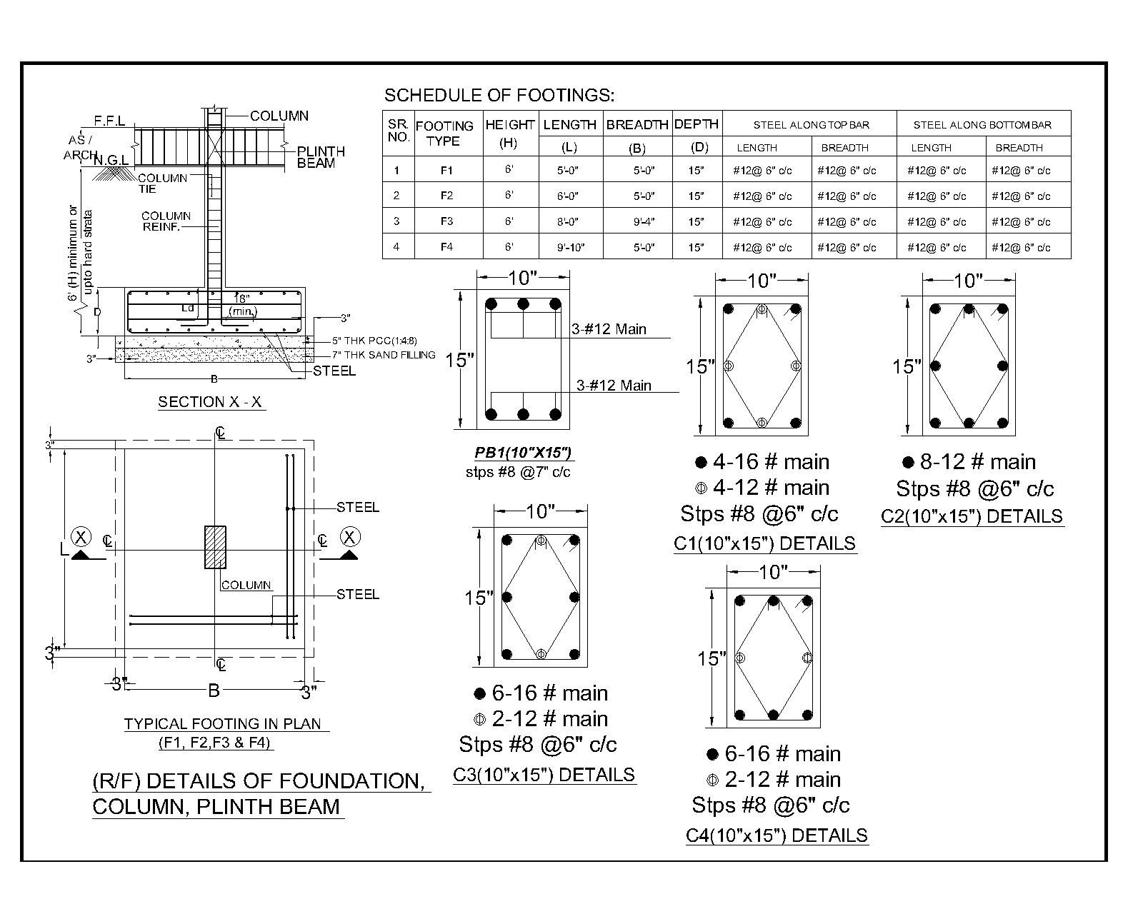cad drawing column details